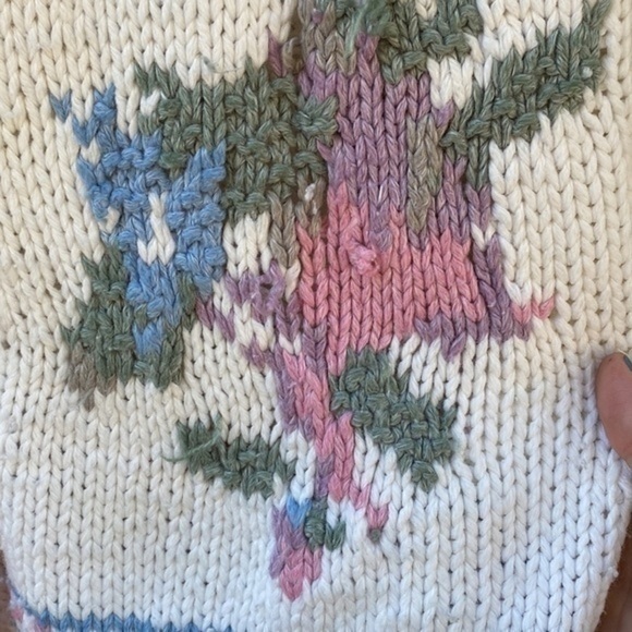 Vintage Hand Embroidered Knit Grandma Core Floral Cardigan Sweater​ - Picture 9 of 15